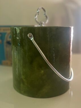 New in Box Vintage Ice Bucket Marbled Green
